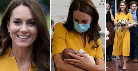 Kate Middleton visits hospital wearing yellow Karen Millen dress