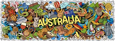 Australia Doodle Kartun Lucu Banner Ilustrasi Stok - Unduh Gambar Sekarang - Arah - Konsep ...