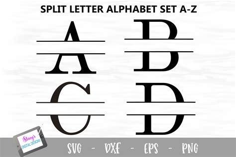 Split Letters A-Z - 26 Split monogram letters (365767) | Monograms | Design Bundles
