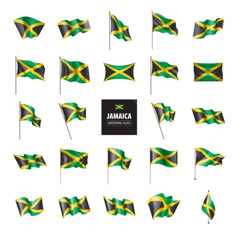 White Background Vector Illustration Of The Jamaican Flag Vector, Set ...