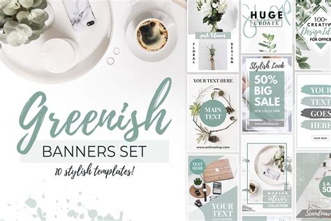 Pinterest & Web banners. 10 templates for your social media branding ...