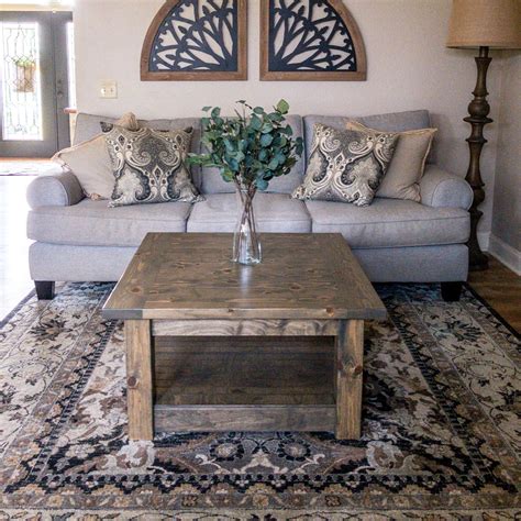 Chunky farmhouse coffee table, clean lines, distressed 48 inch - Lovemade14