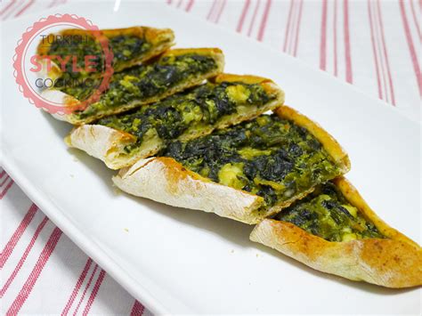 Spinach and Feta Cheese Turkish Flat Bread (Pide) Recipe - Turkish ...