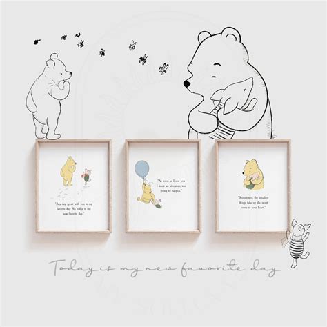 SET of 3 Winnie the Pooh Quotes, Pastel Balloons, PRINTED & SHIPPED, Nursery Prints, Nursery ...