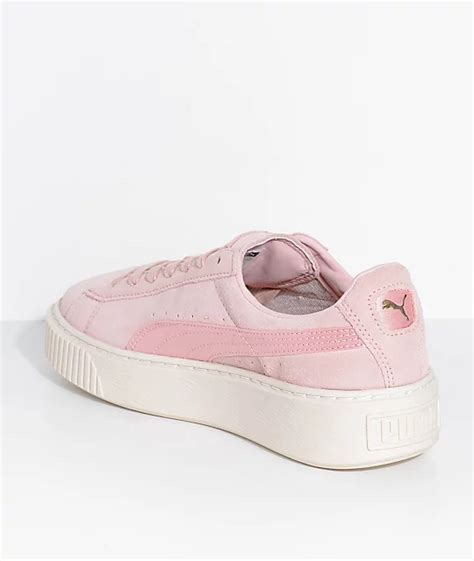 PUMA Suede Platform Mono Satin Pink Shoes | Zumiez