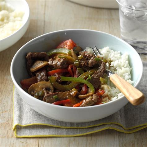 Mushroom Pepper Steak Recipe | Taste of Home