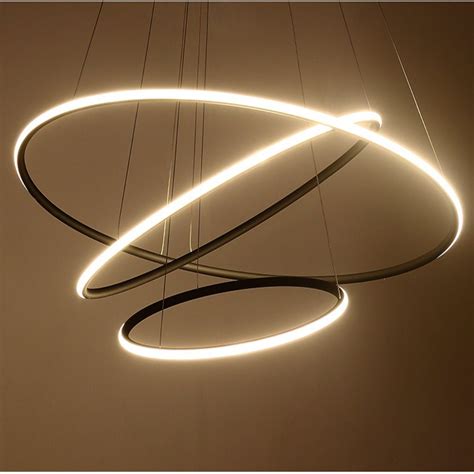 China Modern Circular LED Chandelier Adjustable Hanging Light Three Ring Collection Contemporary ...