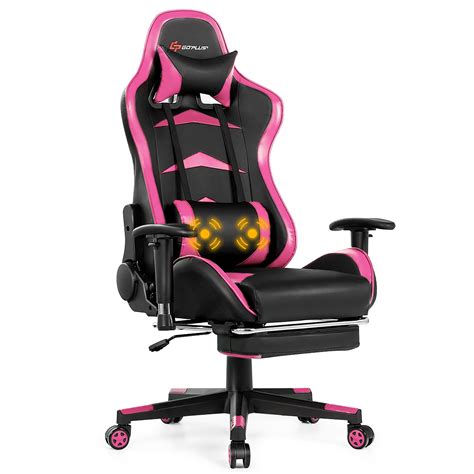 Goplus Pink Massage Gaming Chair with Footrest Nepal | Ubuy