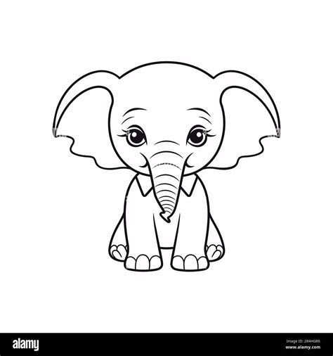 Cute baby elephant outline sketch vector. Hand drawn linear ...