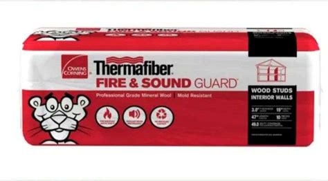 Owens corning Thermafiber Fire and Sound Guard Unfaced Mineral Wool Insulation Batt 5.5" x 15" x ...