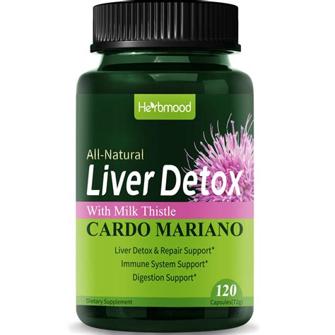 Herbmood Silymarin Milk Thistle Liver Detox Capsules for Fatty Liver, Alcachofa y Cardo Mariano ...