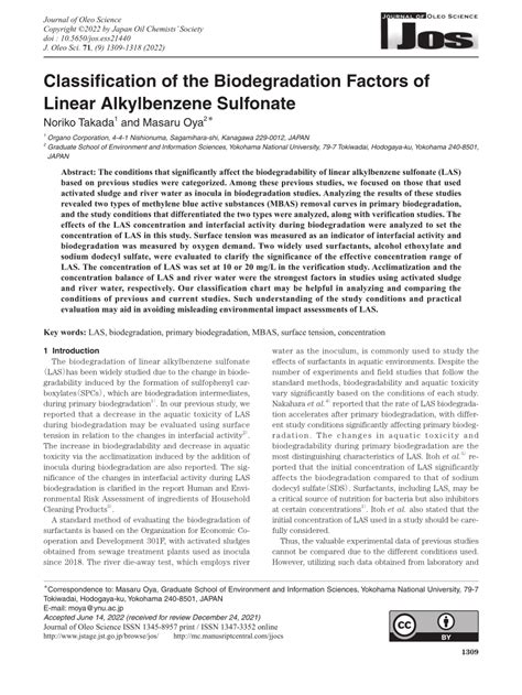 (PDF) Classification of the Biodegradation Factors of Linear ...