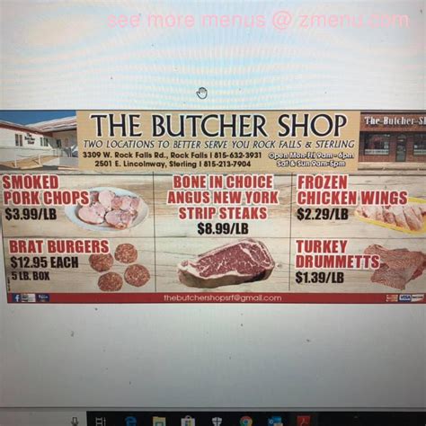 Online Menu of The Butcher Shop Restaurant, Rock Falls, Illinois, 61071 - Zmenu