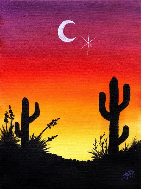 EASY Desert Sunset With Cactus Acrylic Painting Beginner Step By Step The Art Sherpa | The Art ...