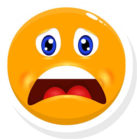 Isolated Sticker Of Scared Face Cartoon Emoji. 24556502 Vector Art at ...