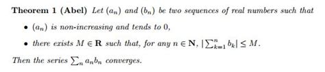 real analysis - Proof : Abel's Theorem - Mathematics Stack Exchange