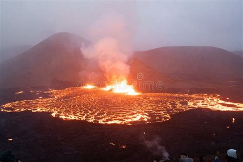 Meradalir Eruption of Fagradalsfjall Volcano in Iceland 2022 Stock ...