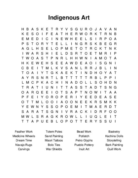 Indigenous Art Word Search