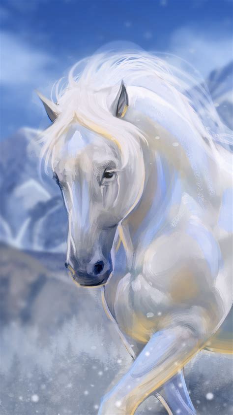 Artistic White Horse With Mountain Background 4K HD Horse Wallpapers ...