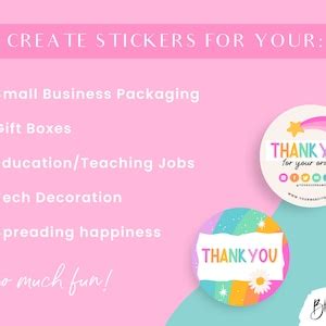 Rainbow Thank You Stickers Canva Sticker Templates Packaging Stickers Small Business Stickers ...
