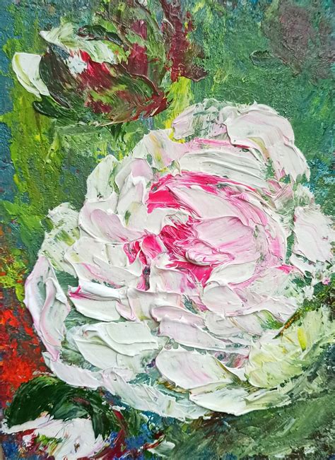 Peony Oil Painting Original White Peony Neutral Painting Gift - Etsy