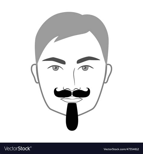 Handlebar and chin puff beard style men in face Vector Image