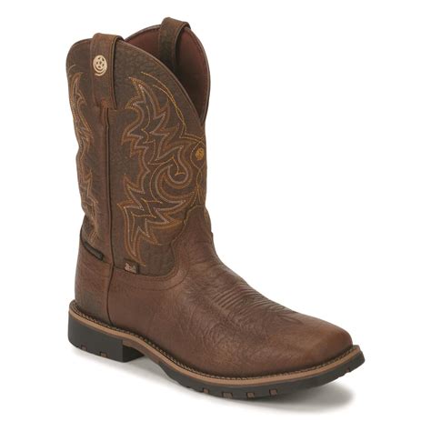 Justin Men's George Strait Fireman Brown Waterproof Boots - 717298, Western & Cowboy Boots at ...