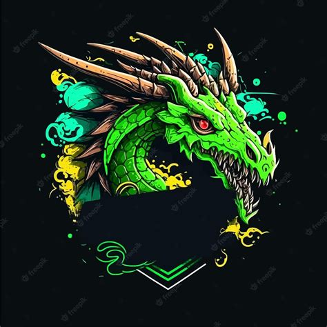 Premium Vector | Green dragon esports mascot design, gaming logo template, illustration