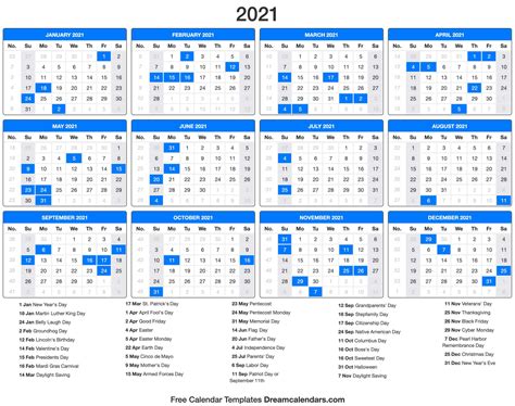 2021 Calendar With Bank Holidays | Calendar Template Printable