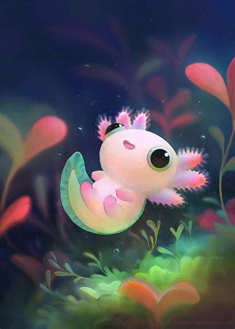 Kawai Axolotl | Cute animal drawings, Cute art, Animal drawings