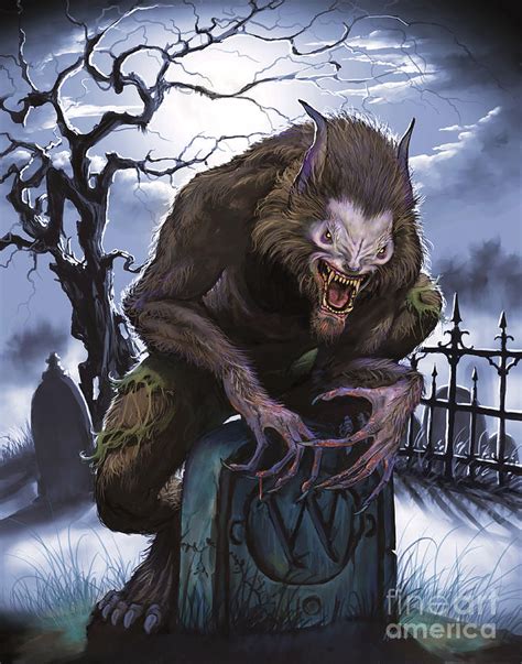 Graveyard Werewolf by Stanley Morrison | Werewolf, Horror movie art ...