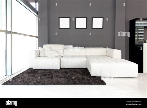 Modern living room interior with white furniture Stock Photo - Alamy