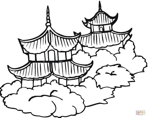 Japanese Pagoda Coloring Pages