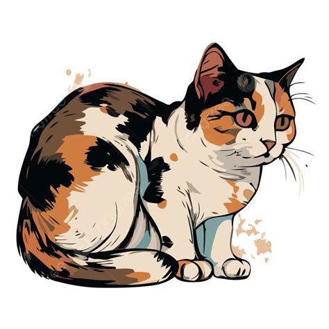 Calico Cat, Sticker Clipart The Calico Cat Vector Illustration Cartoon ...