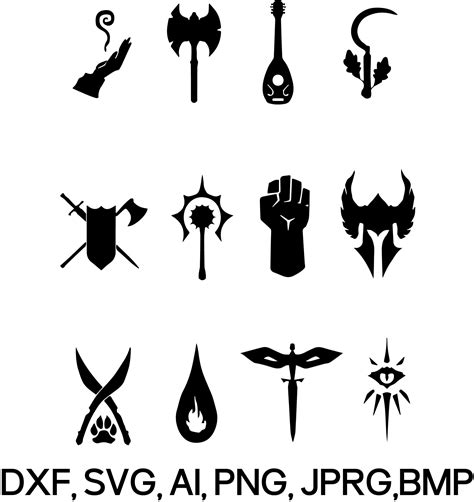 DND Classes Svg, Dfx, Eps, Jpg, Bmp and Pdf Dungeons and Dragons Clipart, Cut Files for Cricut ...