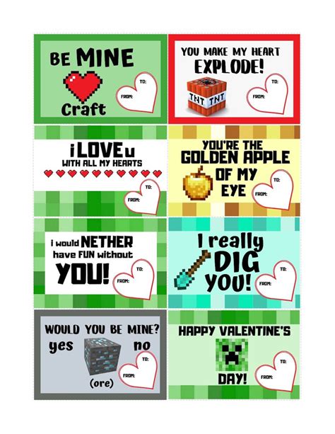 Minecraft Valentines Printables for Kids - OriginalMOM