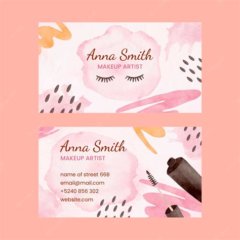 Watercolor makeup artist horizontal business card – Stokverse