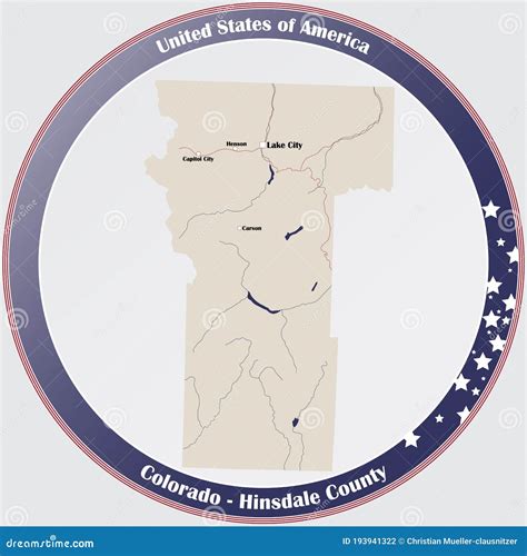 Map of Hinsdale County in Colorado Stock Vector - Illustration of education, nation: 193941322