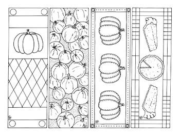 Pumpkin Bookmarks Autumn Fall Thanksgiving Printable Coloring Page PDF