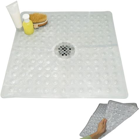 Evelots Square Shower Mat-Large-Drain Hole-Non Slip-Super Thick-164 Suction Cups - Walmart.com ...