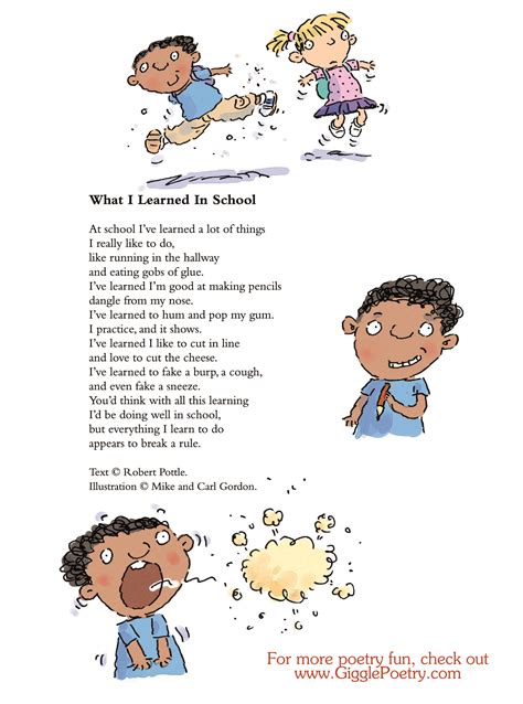 "What I Learned In School" a poem by Robert Pottle. | Kids poems ...