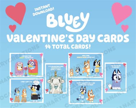 14 Printable Bluey Valentine's Day Cards Bluey Digital - Etsy