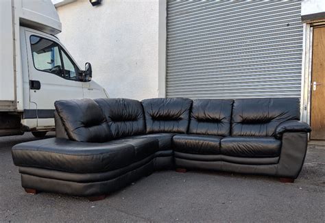 DFS black leather corner sofa DELIVERY AVAILABLE | in East End, Glasgow ...