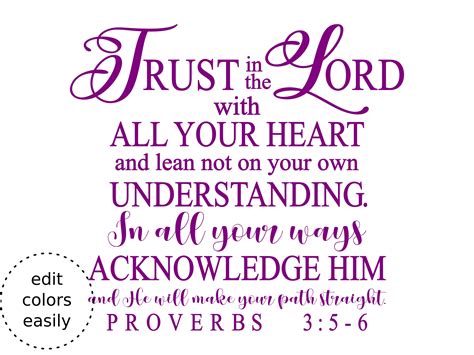 Proverbs 3:5-6 Trust in the Lord With All Your Heart Bible - Etsy UK