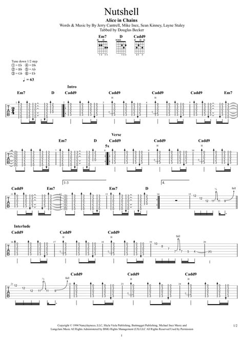 Nutshell Guitar Chords