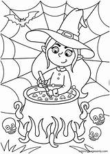 Halloween Witch Cauldron Coloring Page Drawing & Illustration Digital  sketch template