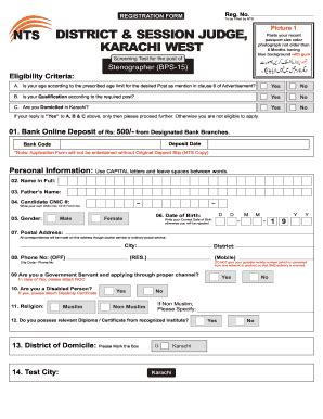 Fillable Online REGISTRATION FORM Reg. No. To be Filled by NTS NTS ... Fax Email Print - pdfFiller