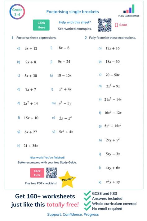 Factorising single brackets | Studying math, Math methods, Algebra worksheets