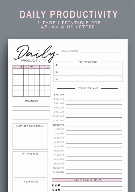 Productivity Planner Schedule Planner To-Do List | Etsy | Schedule ...