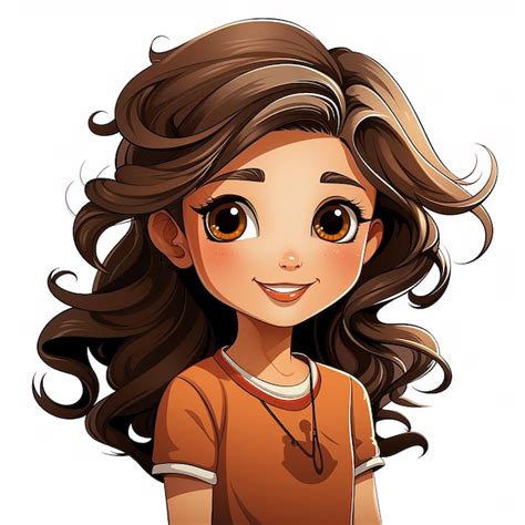 Premium AI Image | a cartoon girl with brown hair and a brown shirt